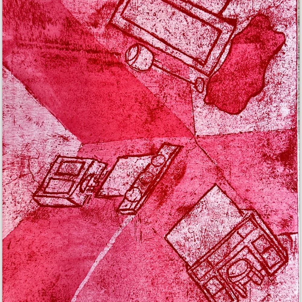 Abstract Red Geometric Art Print